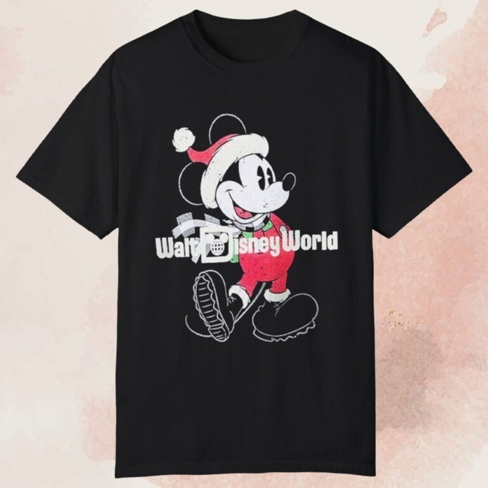 Disney Mickey Mouse Christmas T Shirt Holiday Fan Gift Retro Cartoon Tee